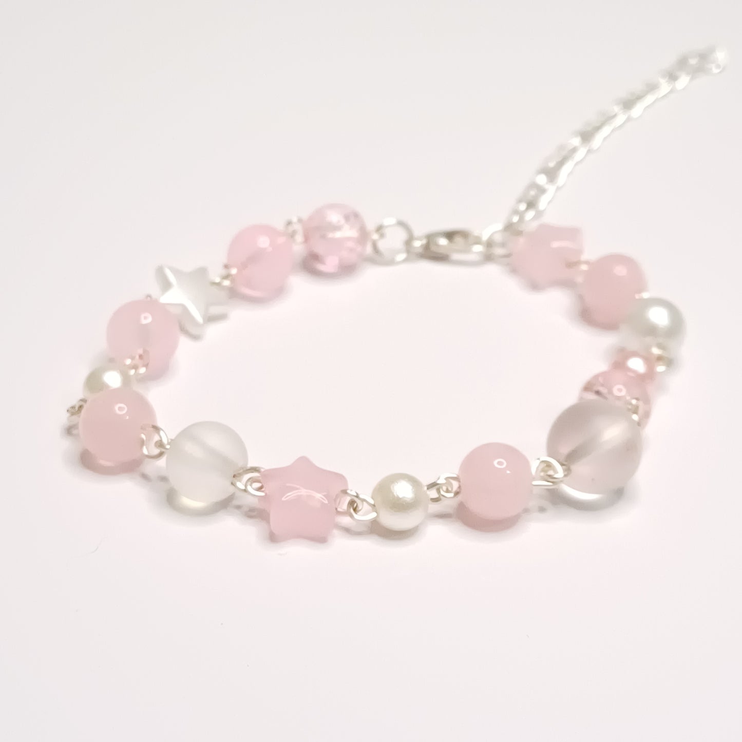 Pink beaded chain bracelet