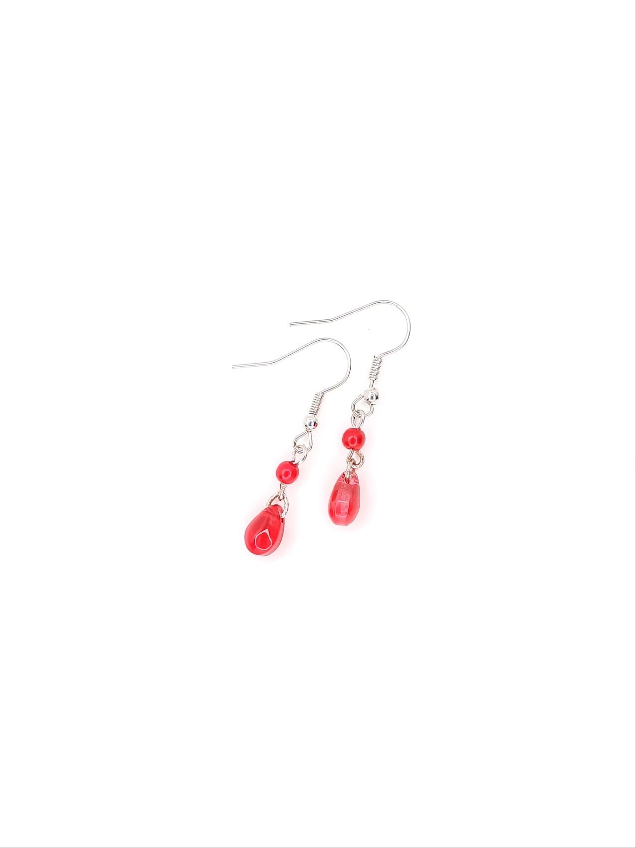 Red droplet earrings