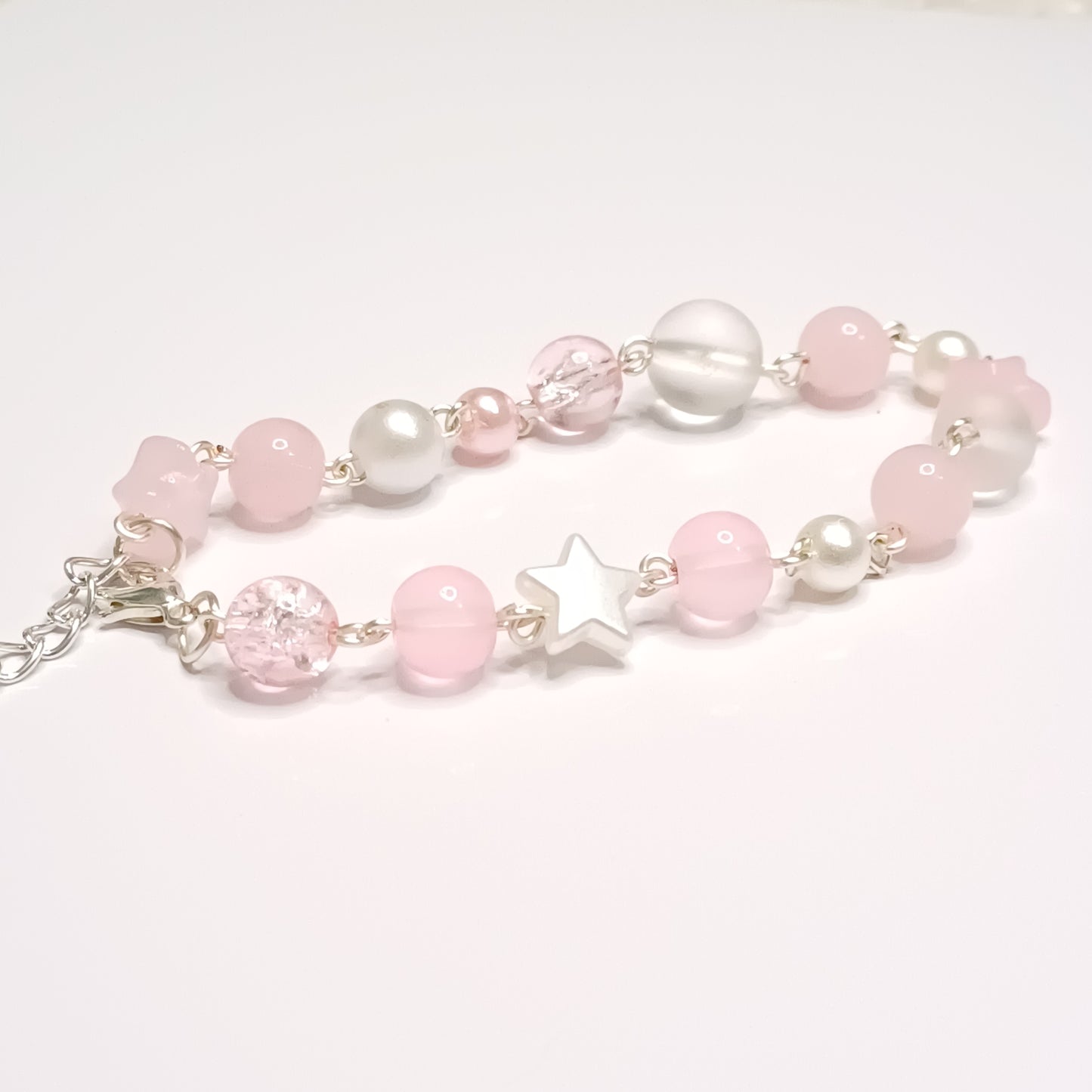 Pink beaded chain bracelet