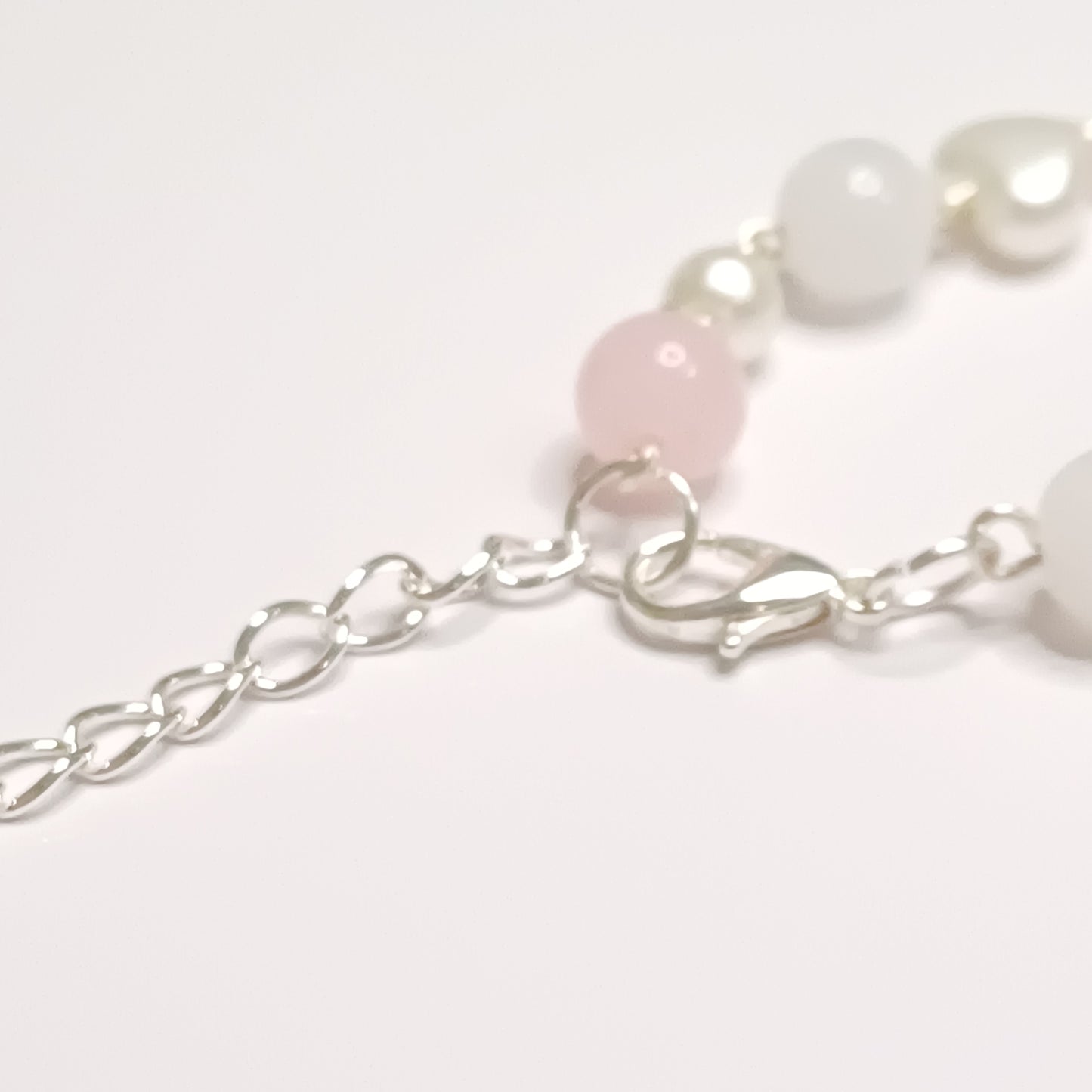 Pink beaded chain bracelet