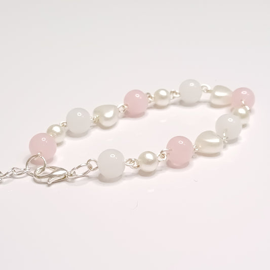 Pink beaded chain bracelet
