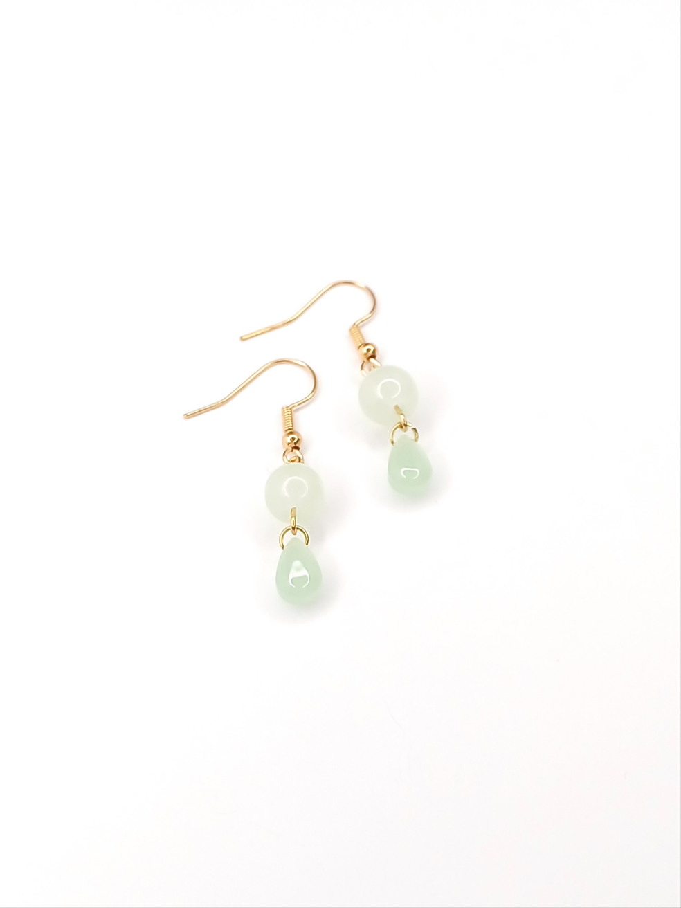 green droplet earrings